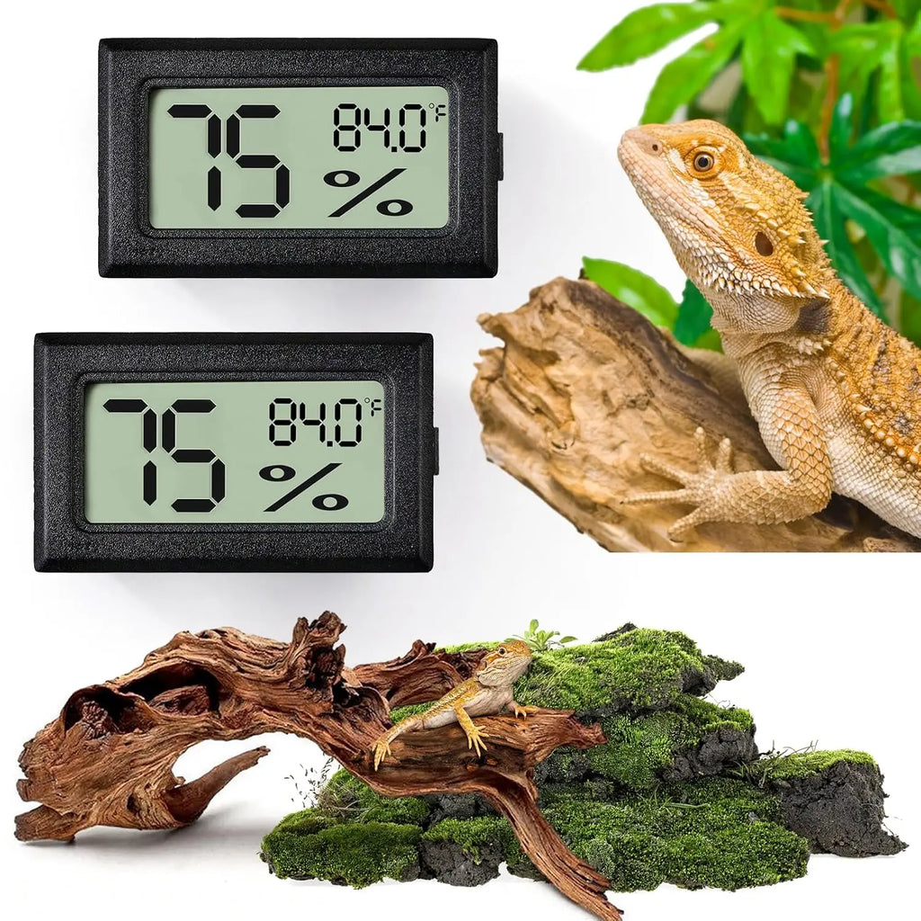 2-Pack 2-in-1 Thermometer & Hygrometer for Reptiles — Terrarium Tool for Reptiles and Amphibians Oasis Select 2pcs