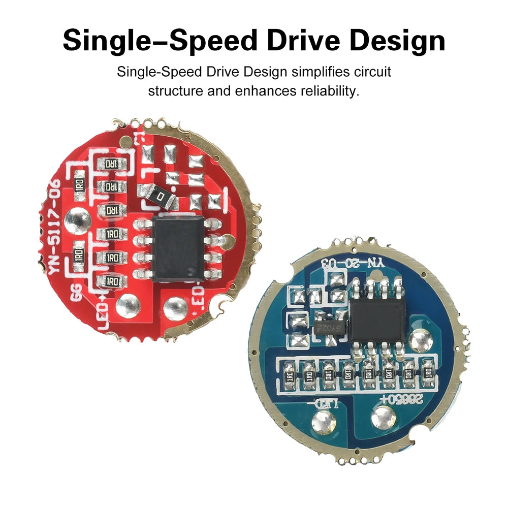 DC 3.7-4.2V Single-Speed Flashlight Driver Board Flashlight DIY Component Compatible with 6-15W LEDs 17/20mm Oasis Select