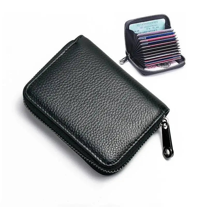 PU Leather Zipper Card Wallet – Multi-Slot Coin Purse Unisex
