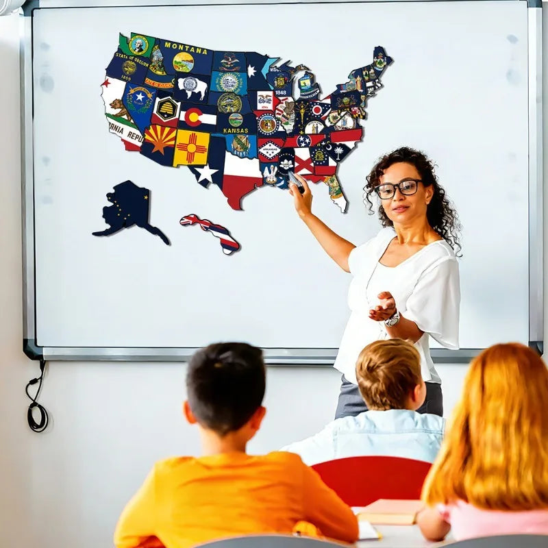 US States Culture Magnetic Puzzle Fridge Magnets American Travel Souvenir Map Jigsaw Refrigerator Stickers Oasis Select