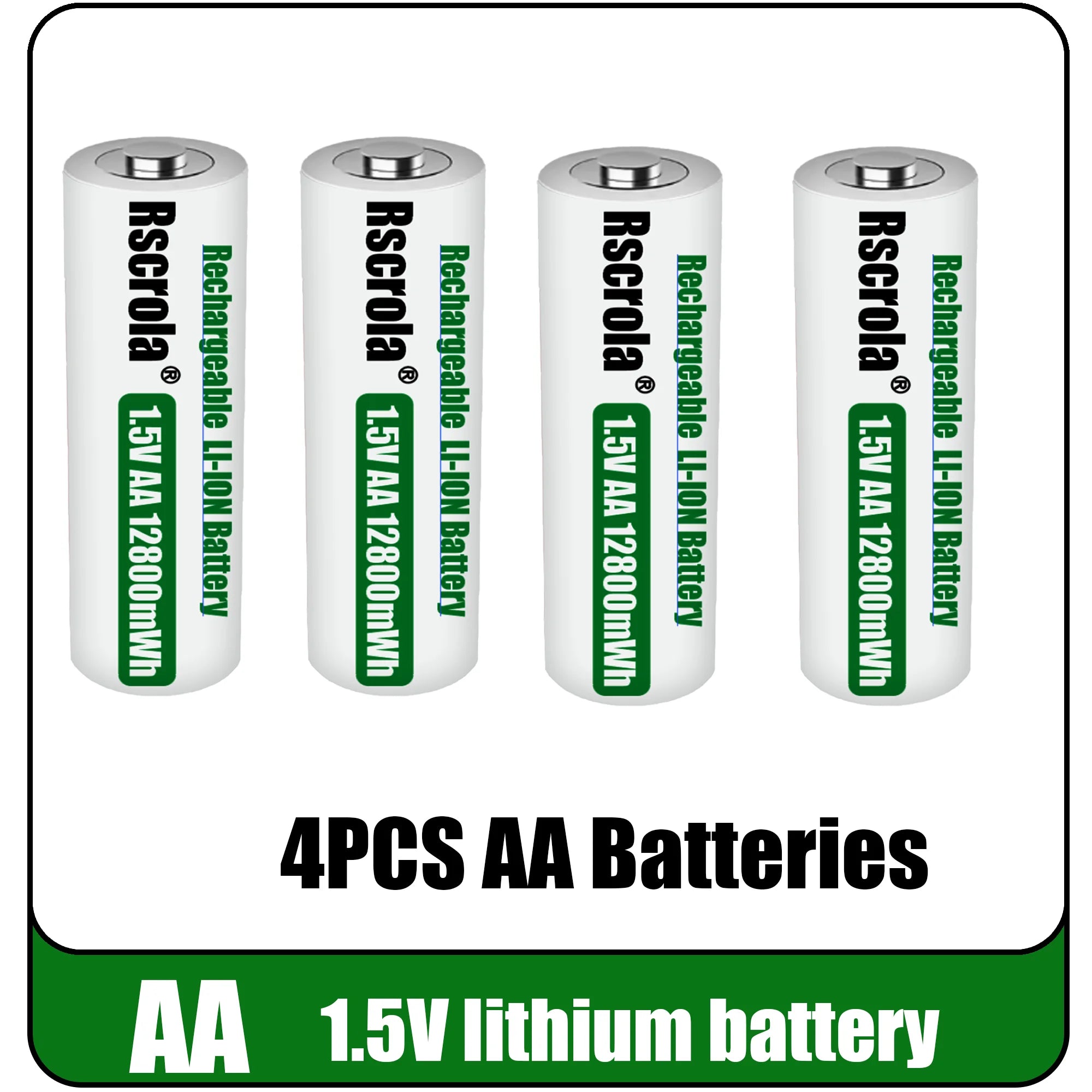 Universal Rechargeable 1.5V AA 12800mWh Lithium ion Battery Fast charging with Charger for Camare Clock Mouse Fan Electric Toys Oasis Select 4 PCS Batteries
