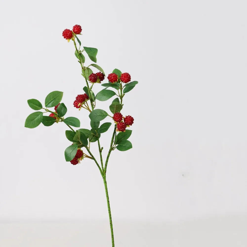 Realistic Artificial Raspberry Branch | Faux Fruit Décor 65cm Artificial Flower Branch Oasis Select Dark Red