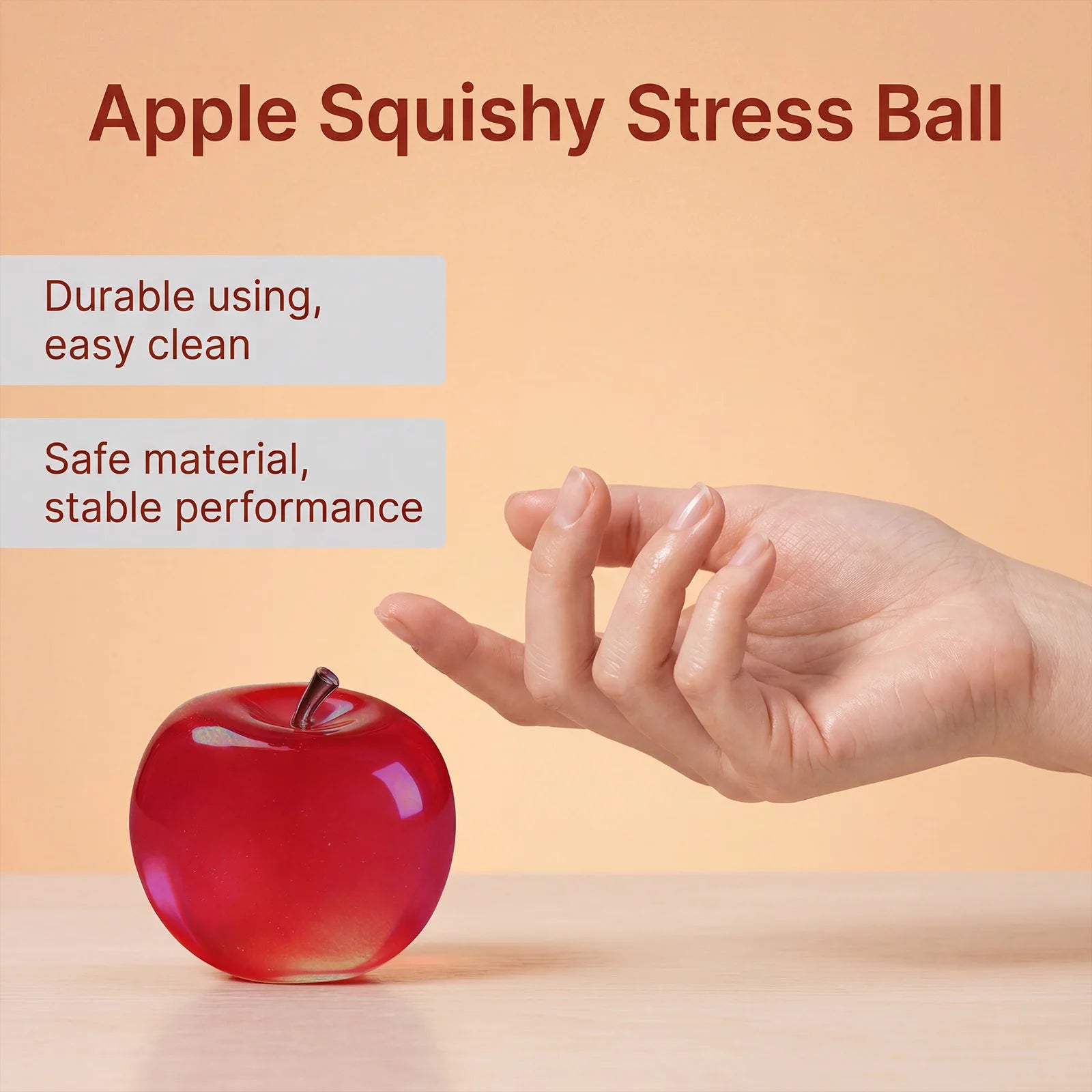 Glitter Crystal Apple Squishy Ball Stress Relief Sensory Fidget Toy Cute Desk Decor For Adults Kids Party Favors Gift Oasis Select