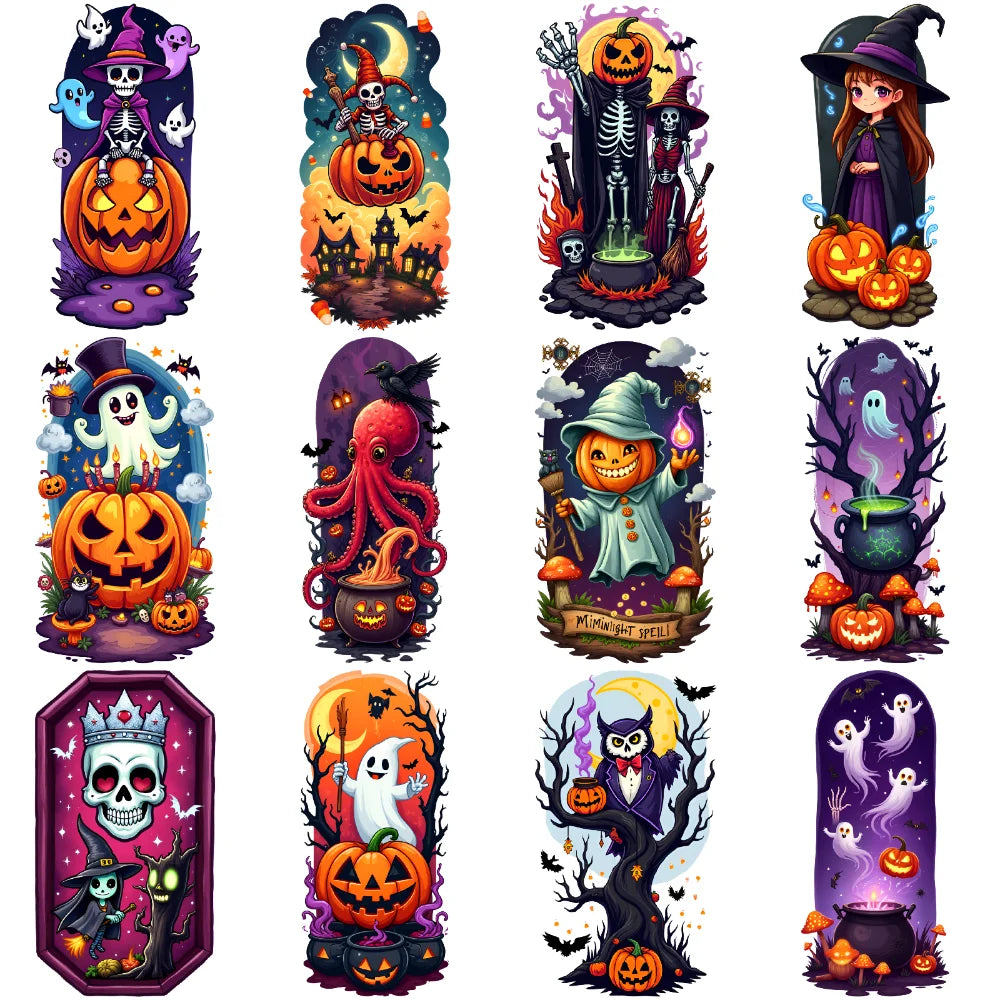12-Pack Halloween Temporary Tattoo Stickers – Waterproof 3D