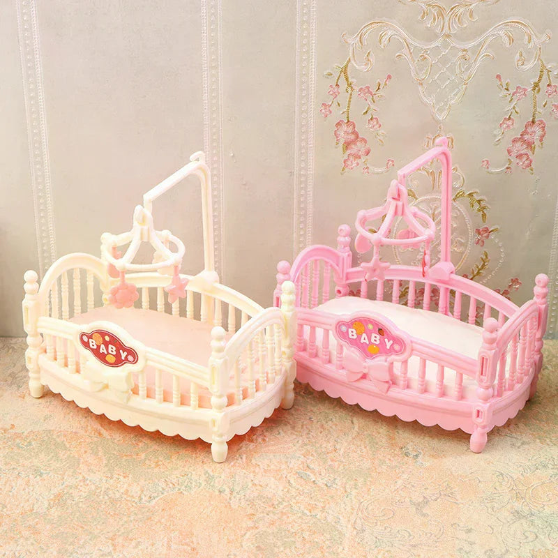 1/12 Dollhouse Simulation Mini Crib Baby Bed Model Dollhouse Bedroom Furniture Decoration Dolls House Accessories Oasis Select