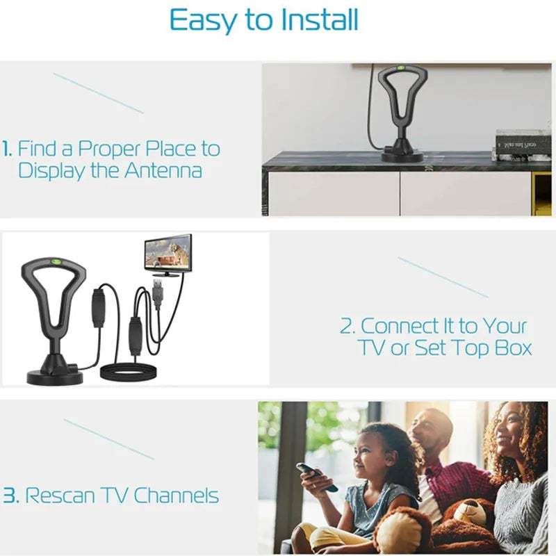 Dual Amplifier Indoor Outdoor TV Antenna HDTV over the Air Wave Antenna DTMB Terrestrial Custom Model Oasis Select