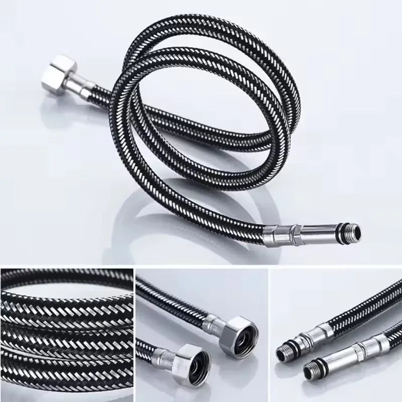 New 1pcs Single Head Cold and Hot Water Inlet Pipe Stainless Steel Woven Sink Faucet Connector Kitchen Basin Plumbing Hoses Oasis Select