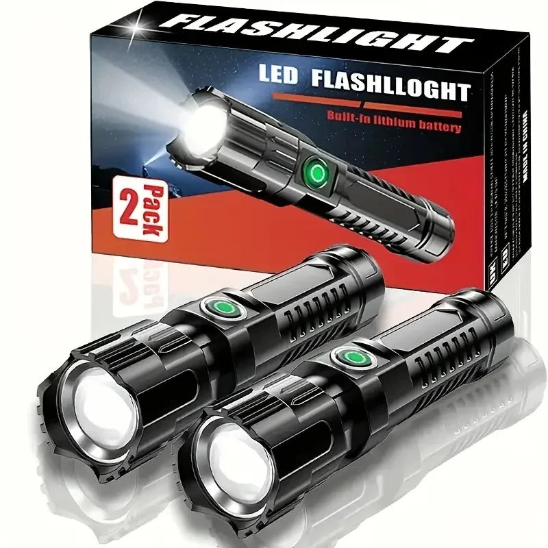 Portable Strong Light LED Flashlight Rechargeable Telescopic Zoom Torch Safety Emergency Light for Outdoor Camping Cycling Lamp Oasis Select