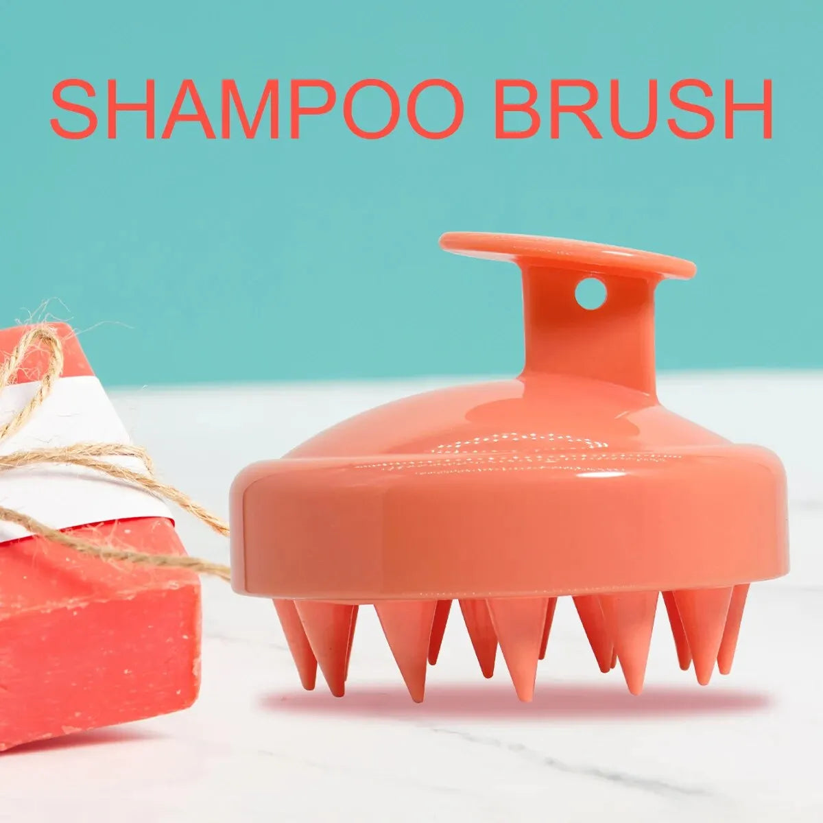 Silicone Shampoo Scalp Hair Massager Head Body Scalp Massage Brush Scalp Massage Brush Comb Magic Handle Brush Spa Massage Brush Oasis Select 267-Orange