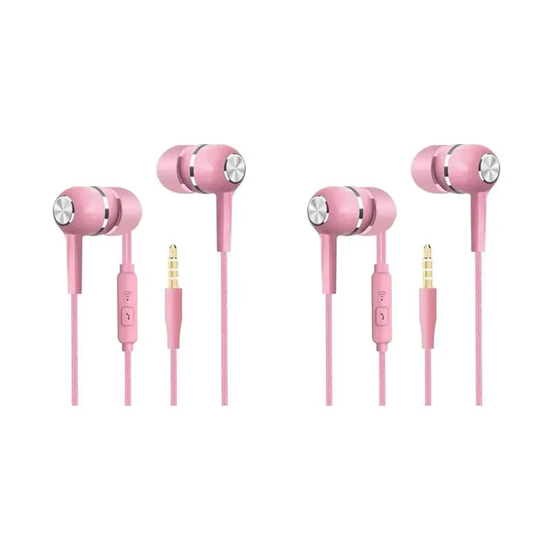1/2/4pcs Mobile Wired Headphones Sport Earphone In Ear 3.5 Sport Earbuds Headset Mic Music Earphones for Phones Oasis Select Pink-2pcs