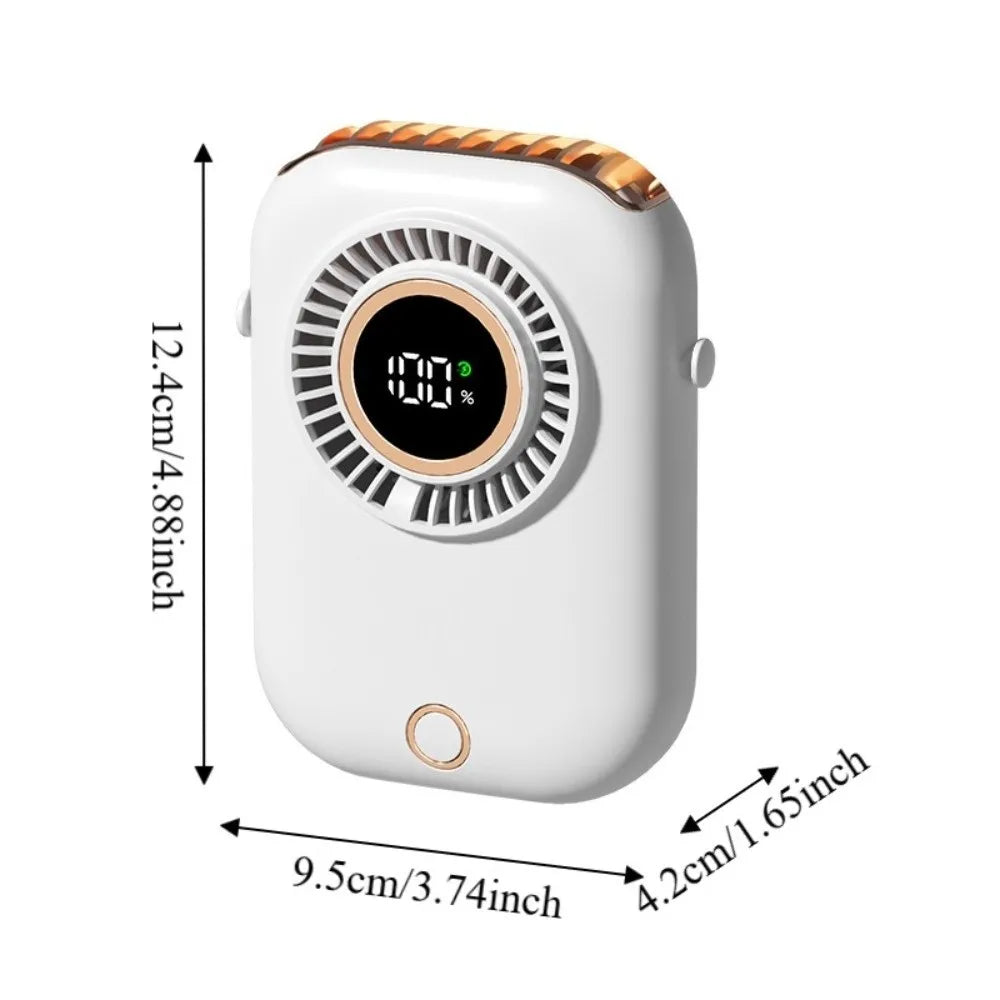 5 Speeds Mini Hanging Neck Fan Wide-Angle Airflow Ultra Quiet Portable Cooling Fan Digital Power Display Fanless Design Oasis Select