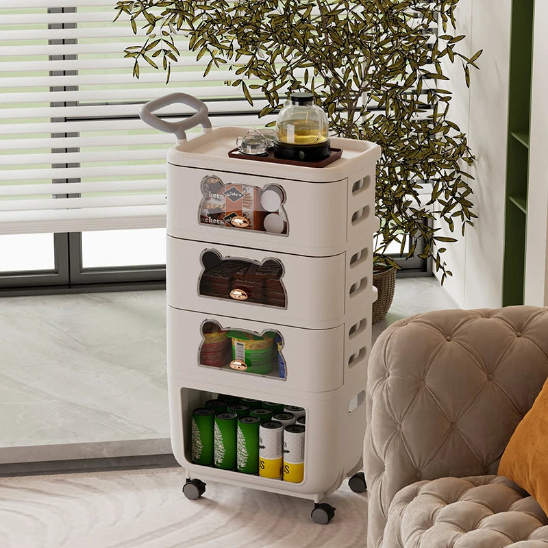 3/4-Tier Rolling Storage Organizer Large Capacity Sealed Drawers Space-Saving Dust-Proof for Snacks/Toys Oasis Select