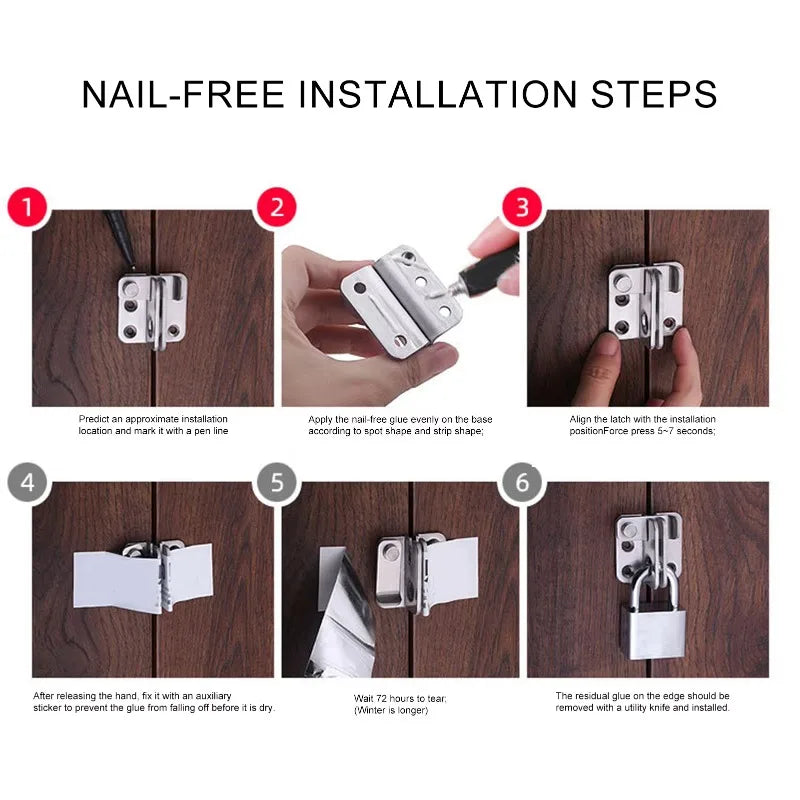 Stainless Steel Lock Latch Pet Cage Right Door Bolt Hasps Bathroom Security Anti Theft Deadbolt with Lock for Door Enhancement Oasis Select