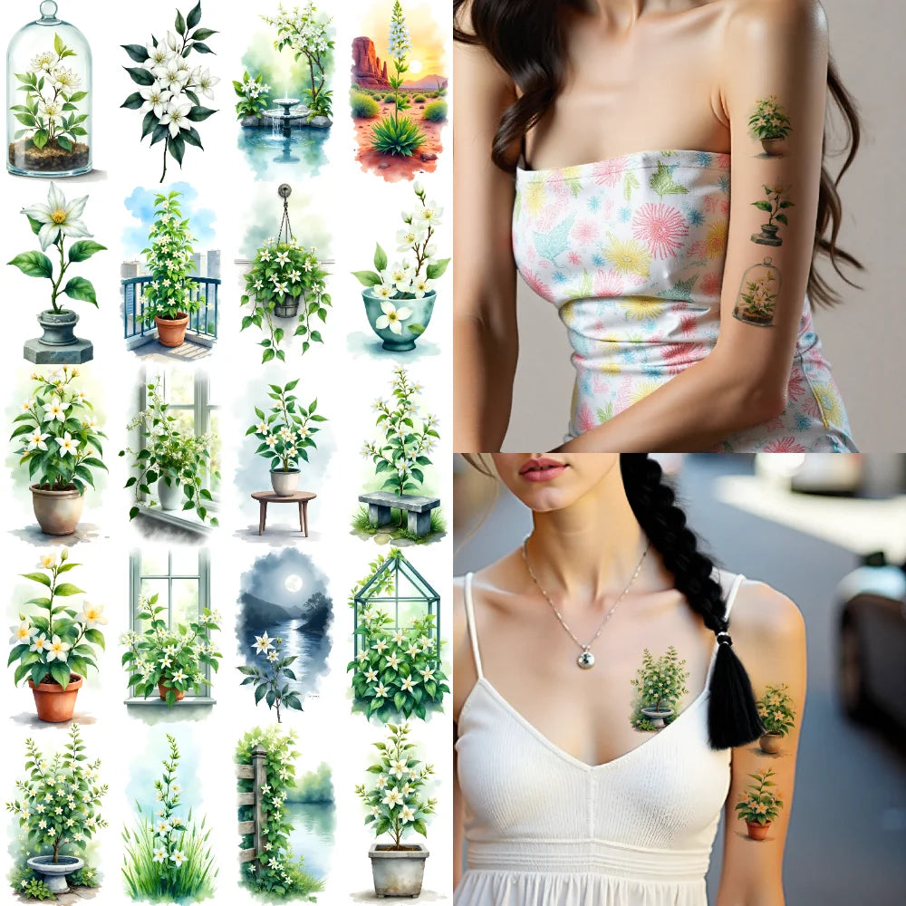 9-Pack Floral Temporary Tattoos – Waterproof Body Stickers