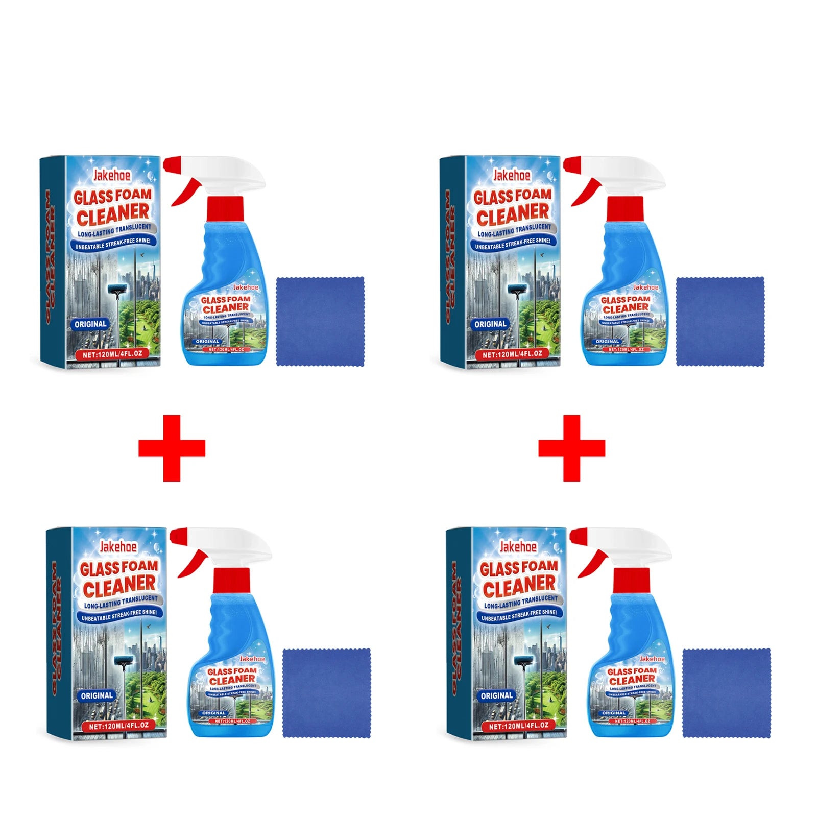 JAKEHOE Glass Foam Cleaner – Streak-Free Windows & Mirrors 120ml Glass Foam Cleaner Oasis Select 4 X 120ml boxed