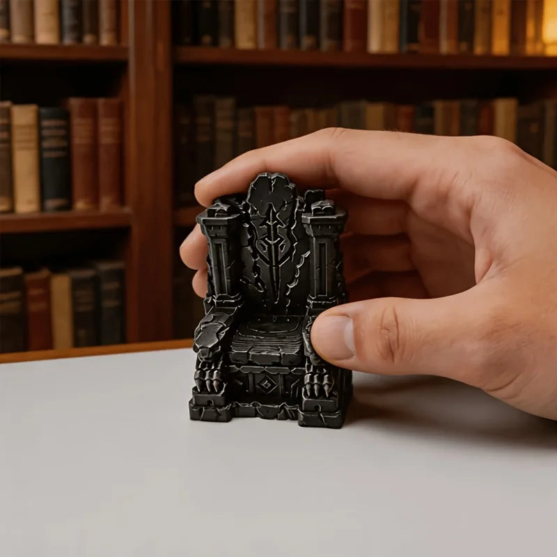 Gothic Mini Stone Throne Figurine 3D Printed Medieval Tabletop Game Chair Statue Throne Ornament Board Game Dollhouse Desk Decor Oasis Select