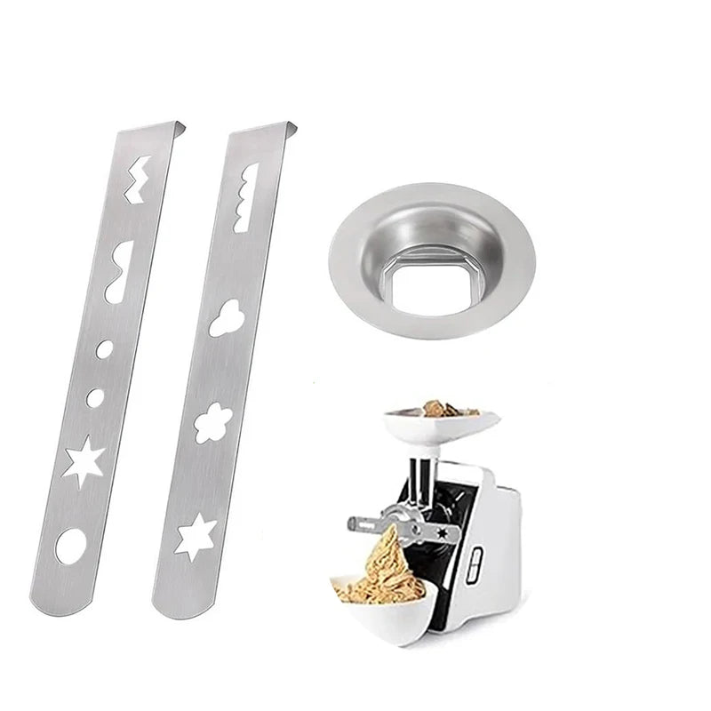 3-Pc Stainless Steel Cookie Press Attachment for Size 5 Grinder