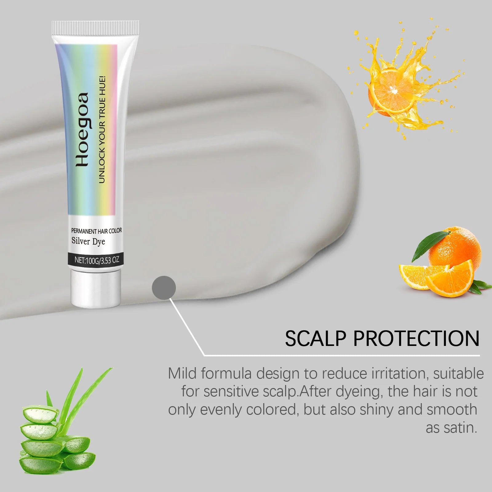 Gray Silver Hair Dye Cream – Metallic Smoky Punk Style 100g Hair Color Cream Oasis Select