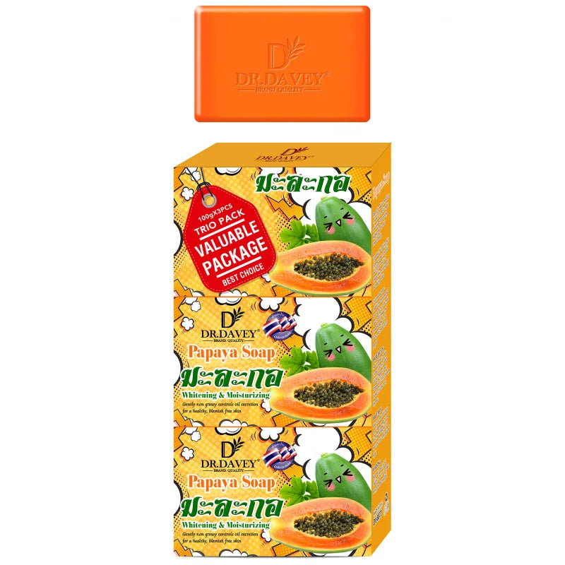 DR.DAVEY Papaya Soap 3-Pack – Cleansing & Moisturizing Bar
