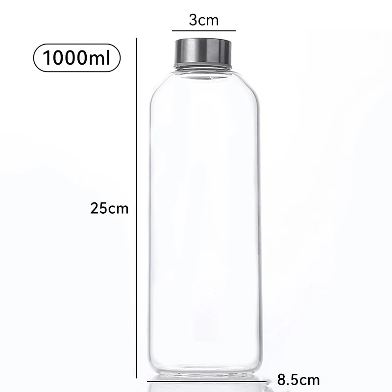 500/750/1000ml High Borosilicate Glass Cup Travel Bottle Car Portable Glass Water Bottle Sealed Beverage Bottle Juice Cup Oasis Select 1000ml SUS Cover 500-750-1000 ml