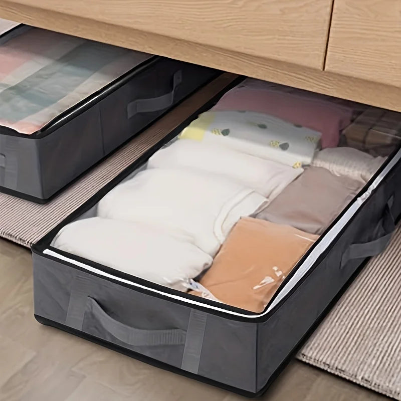 Dustproof under-bed storage box with reinforced handles, suitable for quilts, blankets, pillows, and toys, bedroom accessories. Oasis Select