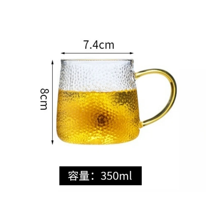350ml/400ml Rose Glass Cup with Handle Household Breakfast Cup for Juice Coffee Clear Mug Cute Tea Milk Cup Glass Goblets Oasis Select Imperial-Concubine 350-400ml
