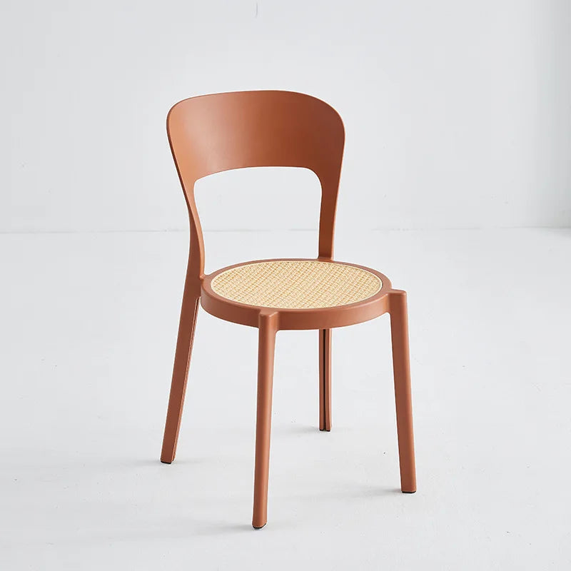 Nordic plastic chair simple dining chair home creative adult back chair modern Internet celebrity stackable desk chair Oasis Select Brown red 2 pieces