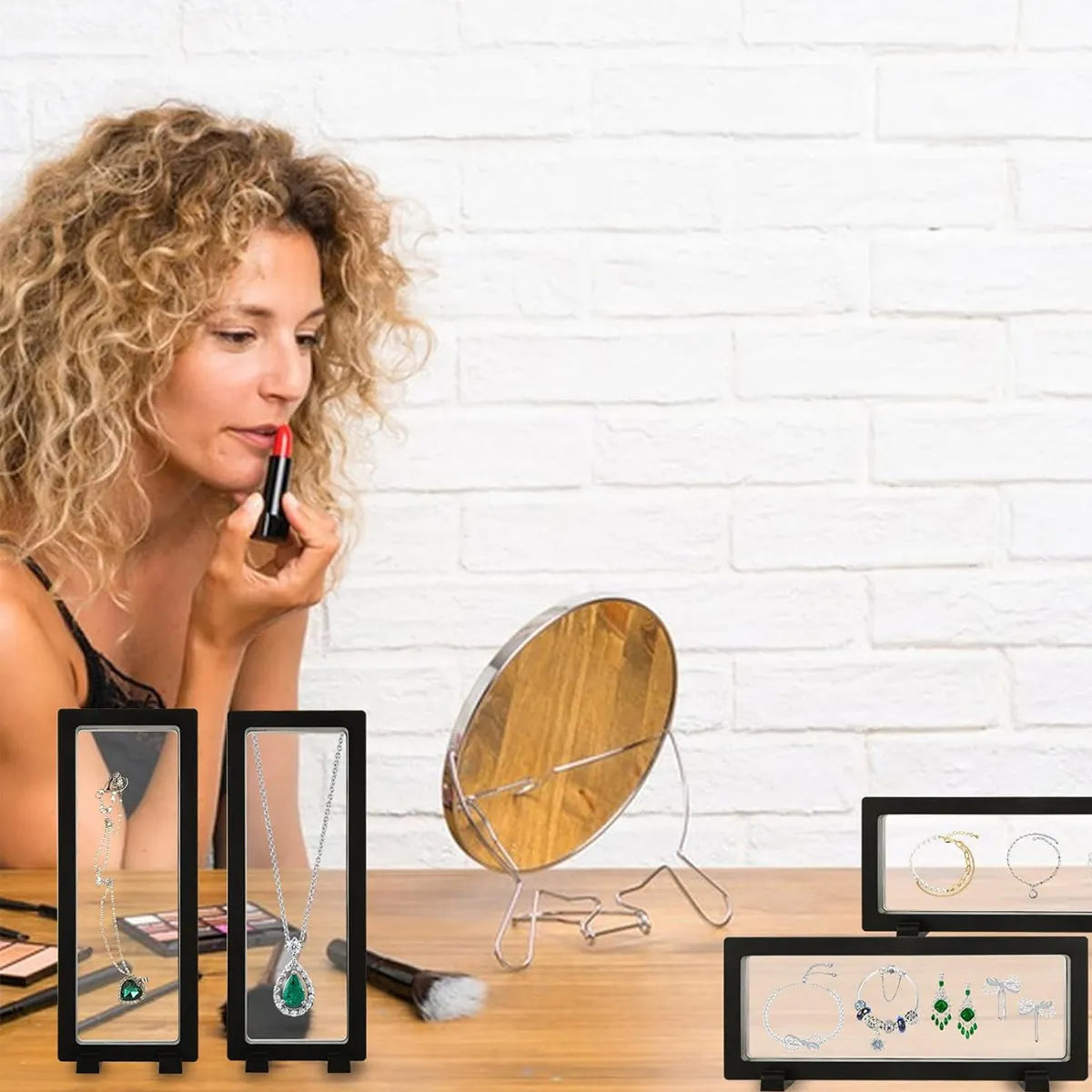 10pcs,Transparent floating frame display rack, floating storage box, jewelry display box, necklace, watch, bracelet dust box Oasis Select