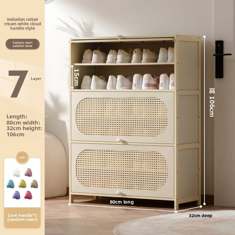 Multi-layer locker at the entrance of the home, large-capacity storage cabinet, dust-proof shoe rack, small narrow bamboo. Oasis Select 7-80