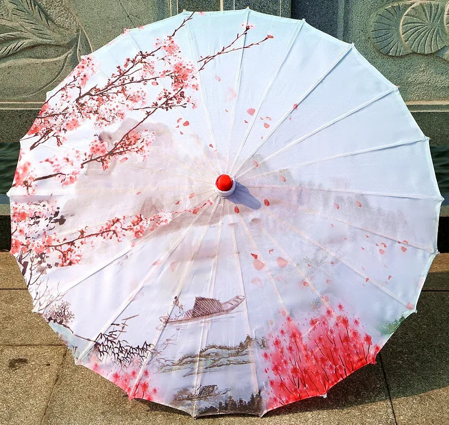 Oil-paper Fringe Rainproof Cloth Umbrella Ancient Props Hanfu Dance Umbrella Performance Classical Decorative Craft Umbrella Oasis Select 6 24K Bamboo