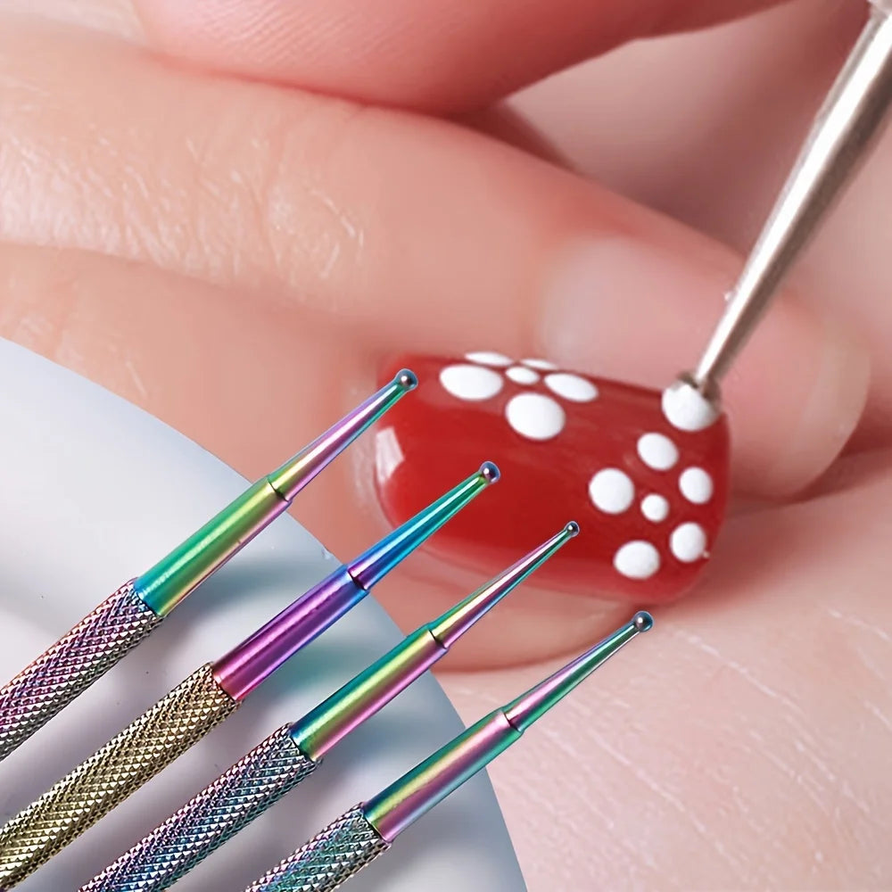 Dual-End Stainless Steel Nail Dotting & Rhinestone Pen Set Nail Art Dotting Tool Oasis Select
