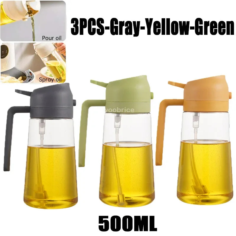 2in1 Oil Sprayer Plastic Bottle for Cooking Anti-leakage Olive Oil Storage Bottle for BBQ Air Fryer Steak Salad Kitchen Supplies Oasis Select 3PCS-mix1