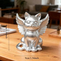 Sweet Angel Cat Figurine Winged Kitten Statue Cute Animal Pet Memorial Ornaments for Home Office Desk Bedroom Garden Decor Gifts Oasis Select Angel Cat Silver 9xx9x5.9cn