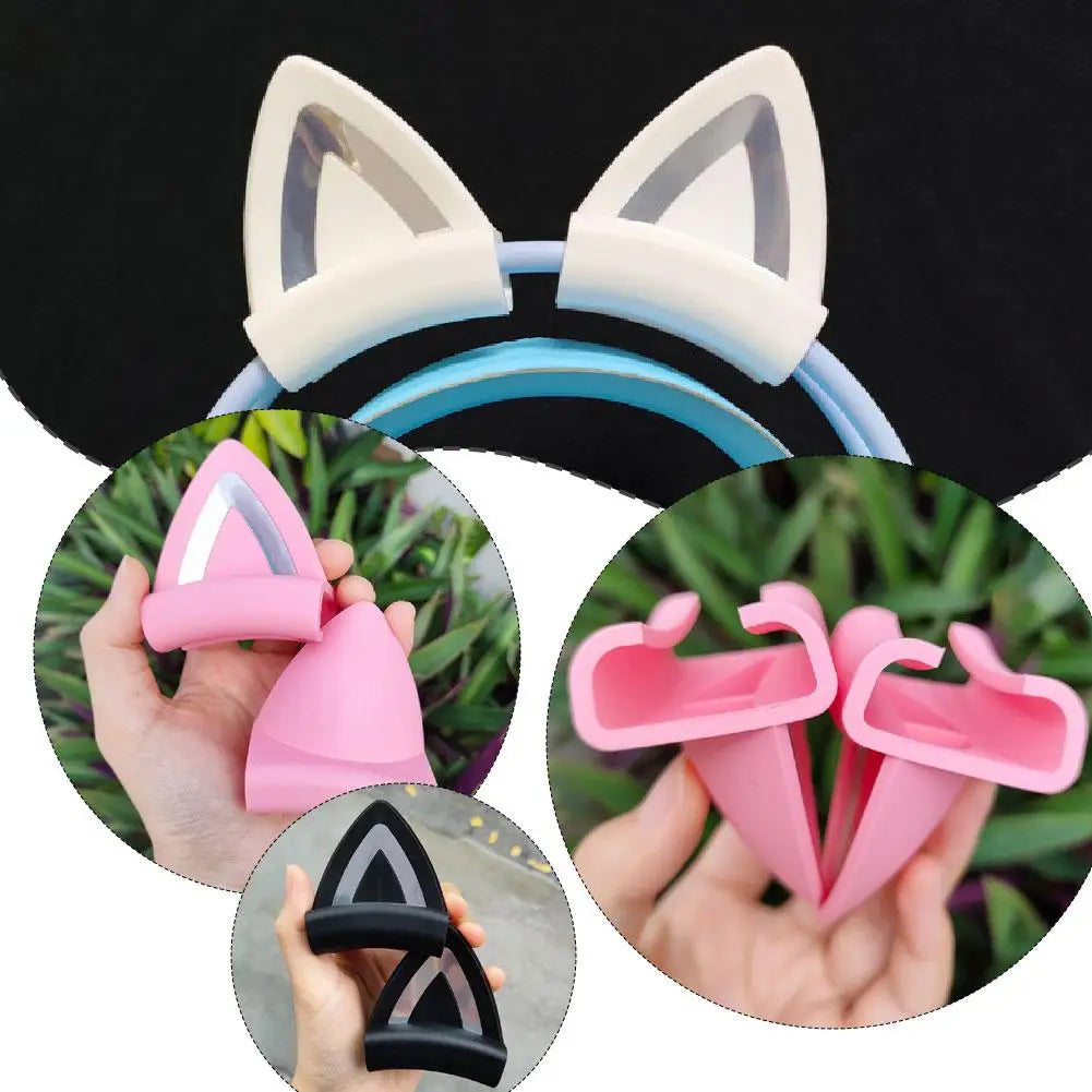 Silicone Cat Ear Headphone Decorations – 2Pcs DIY Mod Set