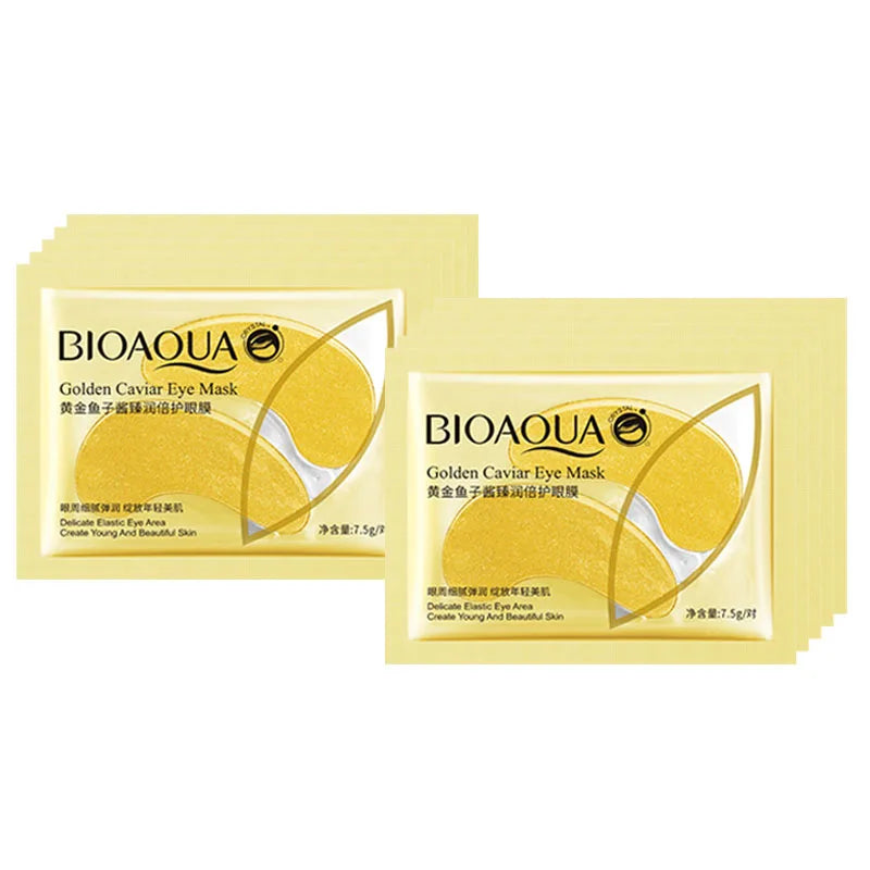 BIOAQUA Golden Caviar Eye Mask – 10 Pairs Hydrating Patches Under Eye Patches Oasis Select Golden Caviar 10p