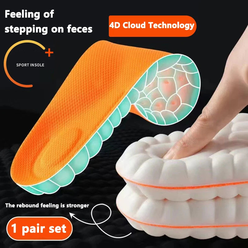 Latex Sport Insoles Soft High Elasticity Shoe Pads Orthotic Breathable Deodorant Shock Absorption Cushion Arch Support Insole Oasis Select 35-36 Orange