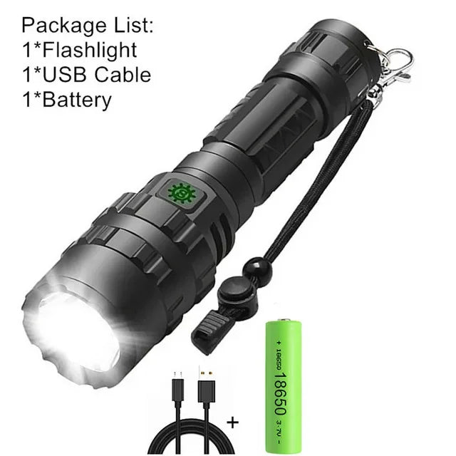 LED Tactical Hunting Flashlight USB Rechargeable Waterproof Torch Lamp Professional Shooting Night Scout Lights Set Oasis Select 074 package A