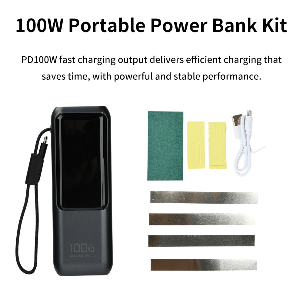 PD100W Portable Power Bank Kit DIY Fast Charging with Digital Display Multi-Layer Protection for Smartphones 21700 Battery Case Oasis Select