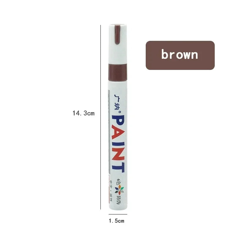 1/2pcs Oily Painting Pen Waterproof Permanent Graffiti Touch Up Tyre Marker Auto Rubber Tire Tread Mark Pen For Bike Cars Metal Oasis Select Brown