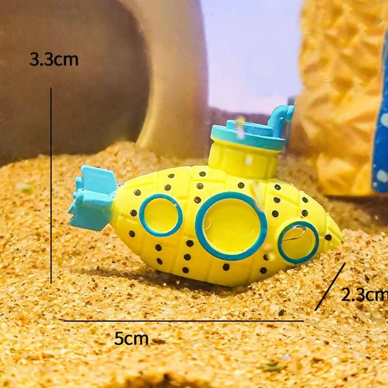 Resin Submarine Ornaments Aquarium Fish Tank Decoration Fish Shrimp Shelter Cave Landscaping Accessories for Aquarium Fish Tank Oasis Select Yellow mini
