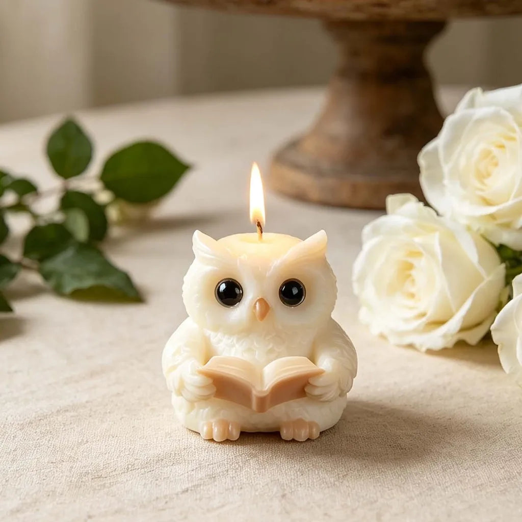 3D Cute Cartoon Reading Owl Shaped Silicone Candle Molds Aromatherapy Soap Resin Plaster Mold DIY Craft Home Decor Oasis Select