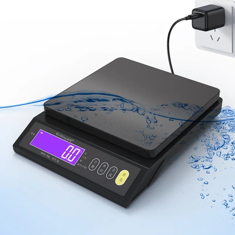 5kg/0.1g 10kg/1g Waterproof Digital Electronic Kitchen Scale LCD Home Food Snack Stainless Steel Measuring Weighing Tool Oasis Select