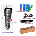 20000LM Most Powerful LED Flashlight Super Bright Long Range Torch Type-C Charging Tactical Flashlight With Power Display Oasis Select SMALL with battery