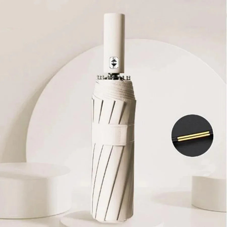 Auto Open Close Compact Travel Umbrella – UV & Rain Protection Compact Travel Umbrella Oasis Select Lvory white 10K iron