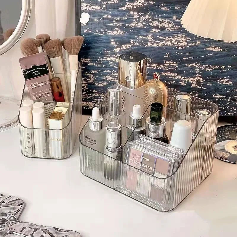 Storage Box Desktop Cosmetic Pen Holder Cosmetic Storage Bucket Transparent Trapezoid Cosmetic Storage Rack Oasis Select