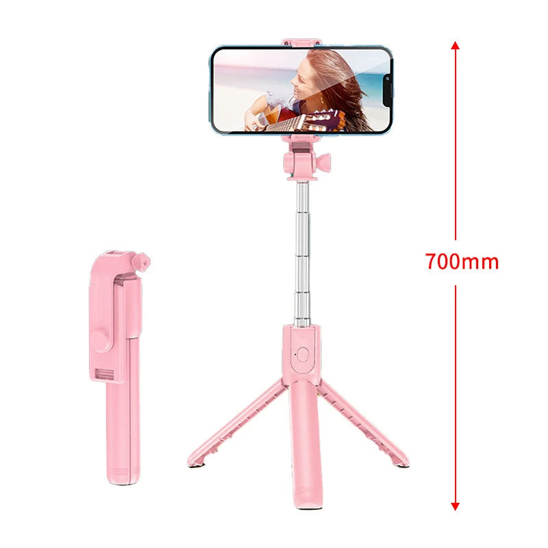 Bluetooth Selfie Stick Tripod with Fill Light & Remote Selfie Stick Tripod Oasis Select Pink