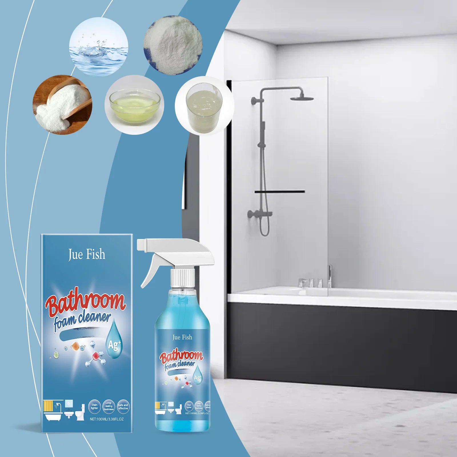 Bathroom Foam Cleaner Stubborn Grime Remover Rust Soften Scale Wall Joint Mold Cleaning Ceramic Tile Water Stain Scale Cleaner Oasis Select