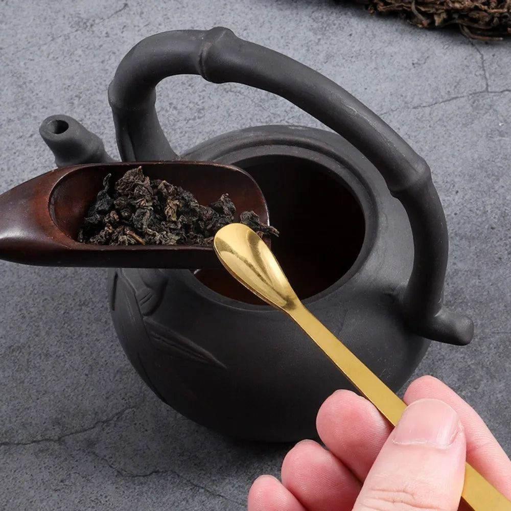 New Stainless Steel Tea Sticks Japanese Traditional Leaf Tea Scoops Leaf Spatula Kitchen Tool Oasis Select