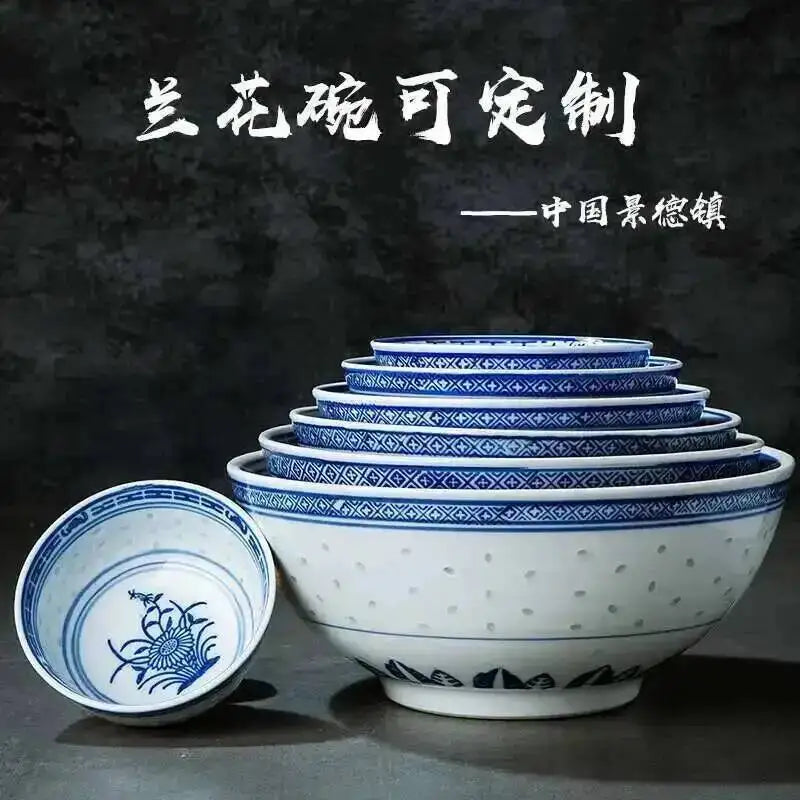 Old-fashioned Ceramic Blue And White Noodles Bowl Blue And White Porcelain Bowl Rice Bowl Oasis Select