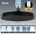 New 6 Modes Big Panel Large Flow Supercharge Rainfall Shower Head High Pressure Top Rain Shower Faucet Bathroom Accessories Oasis Select Black with filter